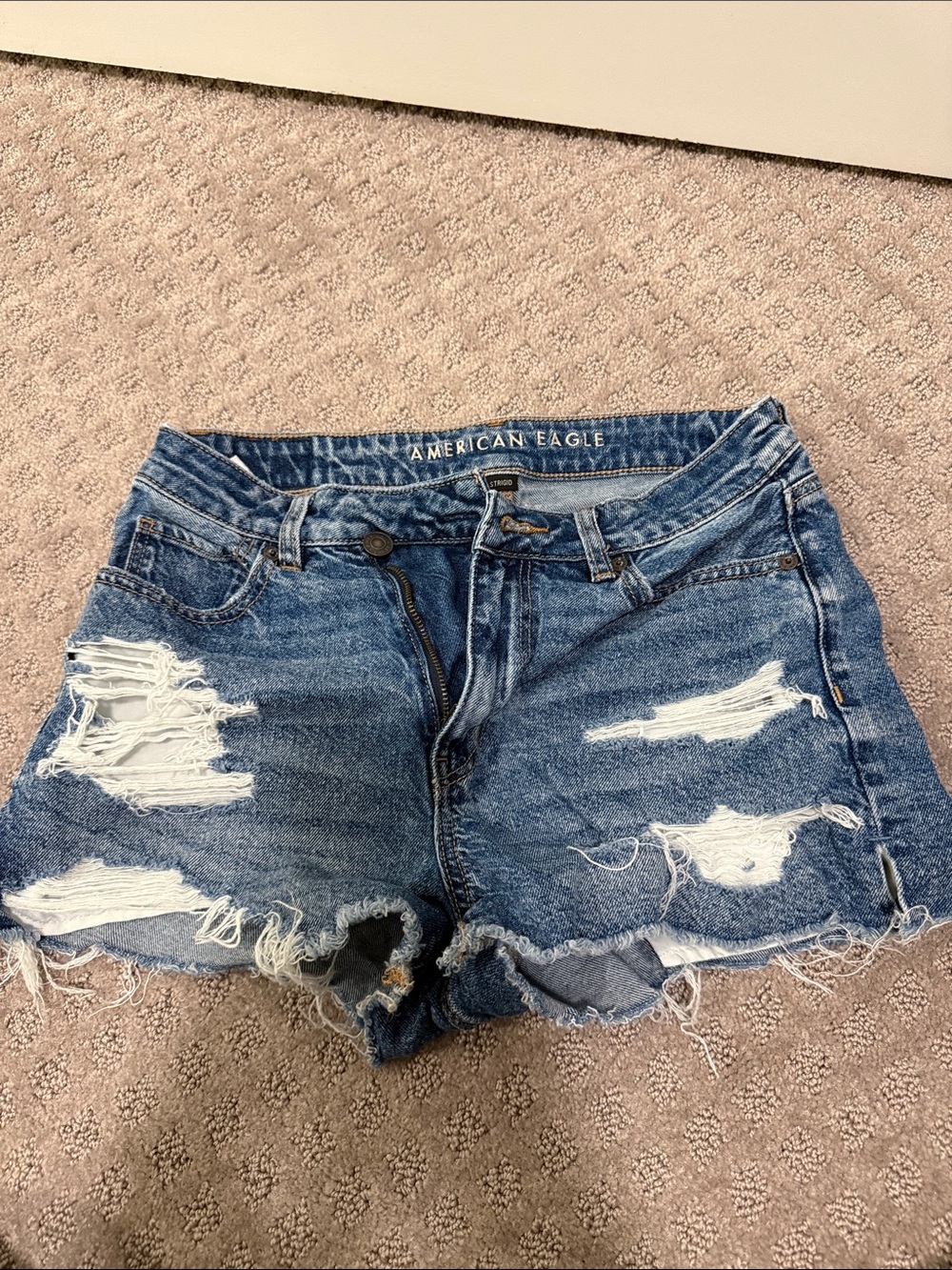 American Eagle Outfitters Ripped Dark Blue Denim Shorts